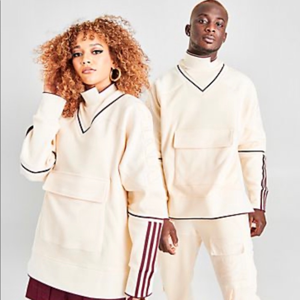 IVY PARK X Adidas cream funnel neck sweat shirt.